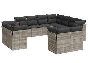 11-cz. zestaw mebli ogrodowych z poduszkami szary rattan PE WM-3218512