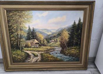 Piękny stary oryginalny obraz, pejzaż, polecam