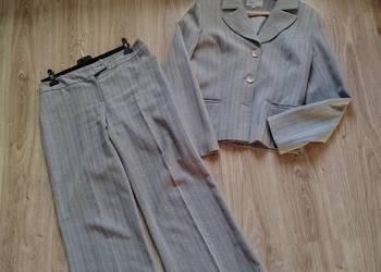 Szary Damski Komplet Garniturowy Szara Marynarka Żakiet Spodnie