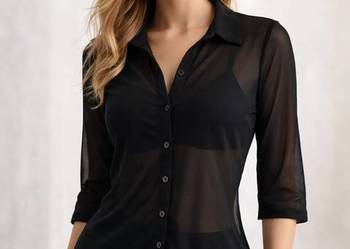 Bluzka koszulowa czarna mgiełka r. 36/38 Orsay