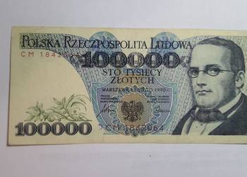 EKSTREMALNIE RZADKI !!! 100000 złotych 1990 s. CM - L9
