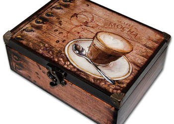 PUDEŁKO drewniane SZKATUŁKA kawa CAFFE 22X16