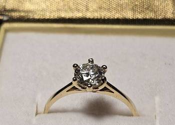 Pierścionek złoty 14k 585 z Diamentem 0.63ct z Certyfikatem