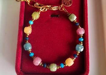 Bransoletka z kamienia naturalnego turmalin apatyt, szafir,