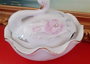 Cukiernica porcelanowa włoska Łabędź