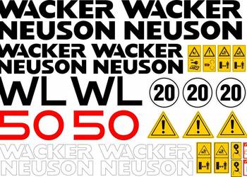 NAKLEJKI NA MASZYNĘ WACKER NEUSON WL50 ZESTAW NAPRAWCZY ŁADOWARKA KOŁOWA