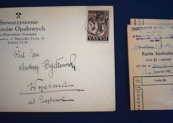 Stowarzyszenie Kupców Opałowych 1947 + karta kontrolna NBP 1958