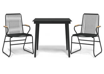 3-częściowy zestaw mebli ogrodowych czarny rattan PVC WM-3099215