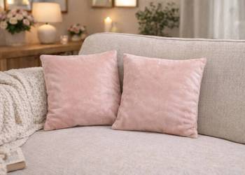 2x Welurowa poszewka na poduszkę jasiek 40×40 jasna różowa elegancka dekora