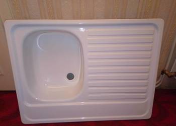 Zlewozmywak metalowy jednokomorowy biały nowy 80cm x 60cm nakładany