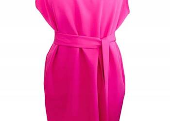 Sukienka z paskiem Zwężana ku dołowi Krótszy przód rozm 44 biust 112 cm