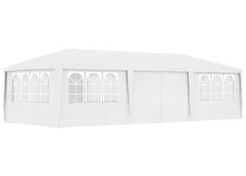 Namiot imprezowy ze ściankami, 4x9 m, biały, 90 g/m²（SKU:48529）