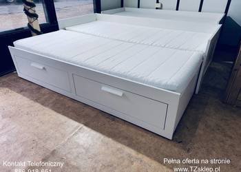 IKEA BRIMNES Leżanka Łóżko z 2 szufladami, 2 materace ,białe Transport