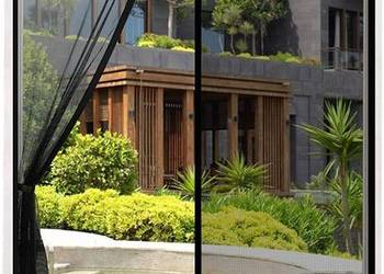 Moskitiera do Drzwi Okien Magnetyczna Trwała Czarna 100x210 cm Cinkee