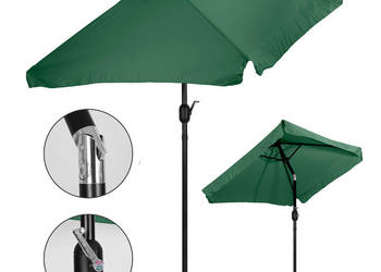 Prostokątny duży parasol ogrodowy skośny łamany z korbą zielony 200x140 cm…
