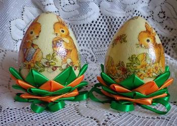 Jajko wielkanocne pisanka decoupage+karczoch małe REKODZIELO