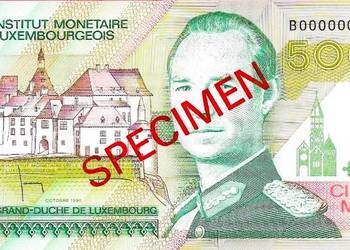 LUKSEMBURG 1993 UNC-5000 franków - P60s - SPECIMEN! BARDZO RZADKI!