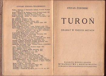 (6724) TUROŃ (DRAMAT W TRZECH AKTACH) – STEFAN ŻEROMSKI 1923 (6724) TUROŃ (DRAMAT W TRZECH AKTACH) – STEFAN ŻEROMSKI 1923