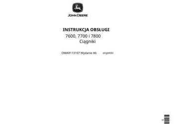 John Deere 7600 7700 7800 instrukcja napraw, obsługi PL