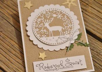 Kartka świąteczna na Boże Narodzenie jeleń ręcznie robiona