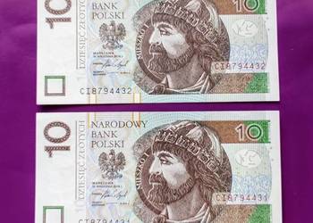 Kolekcja - 2 x Banknot 10 zł 2016 - kolejne numery seryjne  - UNC