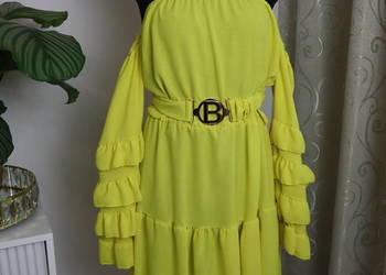 Żółta sukienka hiszpanka z falbanami