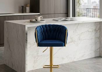 Obrotowy Hoker Tapicerowany Rosa-B Granatowy, Wysyłka 24H, Dostawa 0zł!