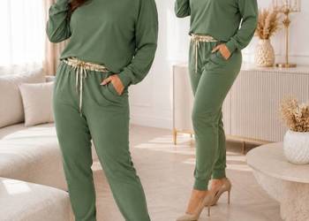 Komplet damski - bluza z długim rękawem + spodnie, plus SIZE biust 130cm