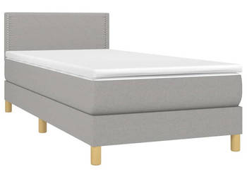 Łóżko kontynentalne z materacem jasnoszare tkanina 80x200 cm WM-3133589