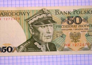 BANKNOT - 50 ZŁOTYCH 1988 ROK ( KAROL ŚWIERCZEWSKI )