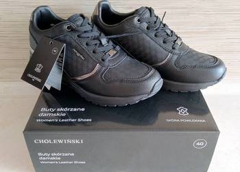 NOWE Damskie buty skórzane sznurowane wiązane CZARNE roz 40 Wysyłam