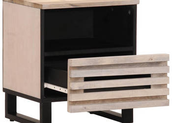 Szafka nocna 40x34x46 cm bielone drewno mango WM-377472
