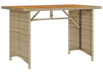 vidaXL Stół ogrodowy z drewnianym blatem, beżowy, 110x68x70 cm（SKU:366357）