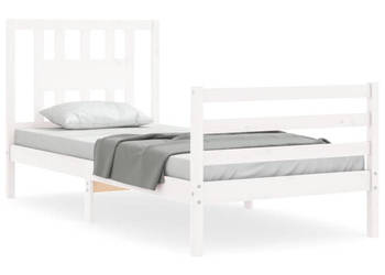 Rama łóżka z wezgłowiem biała lite drewno WM-3194537
