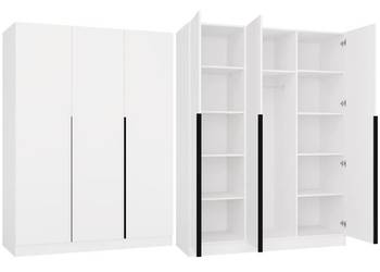Szafa SENSO 3D 150 CM 3 Drzwi Czarne Uchwyty