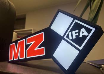 Logo MZ ETZ podświetlenie led wymiary : 50 cm x 23cm x 5 cm