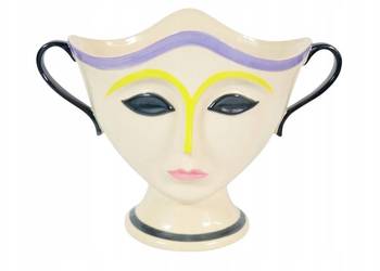 Porcelanowy wazon żardiniera Vallauris 1960 twarz abstrakcja