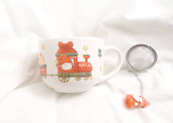 świąteczny kubek z lokomotywą, mikołaj kubek z zaparzaczem, duży kubek