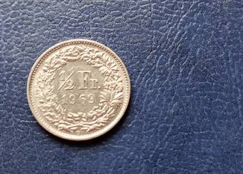 Stare monety 1/2 frank 1969 B Szwajcaria