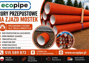 Rura kanalizacyjna na mostek zjazd przepust fi 600