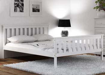 Łóżko 160x200 drewniane z wysokim zagłówkiem + materac