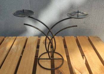 Metalowy świecznik dwuramienny | loft | vintage