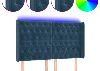 Zagłówek do łóżka z LED ciemnoniebieski 163x16x118/128 cm WM-3124442