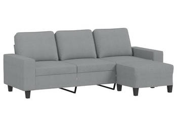 3-osobowa sofa z podnóżkiem jasnoszara 180 cm tkaniną WM-3201151