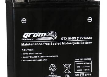 Akumulator motocyklowy 12V 14Ah 230A GROM GTX16-BS YTX16-BS L+