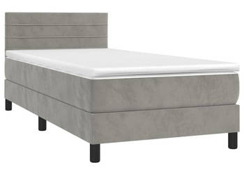 Łóżko kontynentalne z materacem i LED szare aksamit 90x200 cm WM-3134441