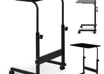 Stolik pod laptopa z kółkami biurko dostawiane do fotela kanapy czarny Mod…