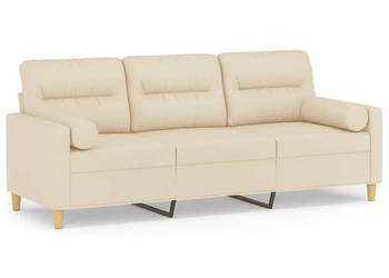 3-osobowa sofa z poduszkami kremowa 180 cm tkanina WM-3200831