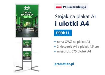 Stojak na plakat reklamowy A1 | miejsce na ulotki A4 / DL
