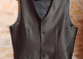 (L/XL) Stalowo/ szara kamizelka garniturowa z Londynu
